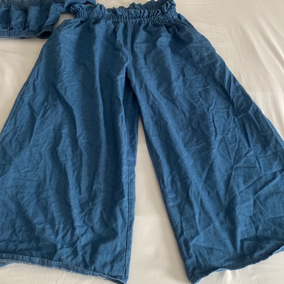 2pc Denim Crop Top and Wide Leg Pants - Picture 5 of 6